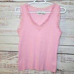 Vintage 90s Sm Jason Maxwell V Neck Pink Lace Cami